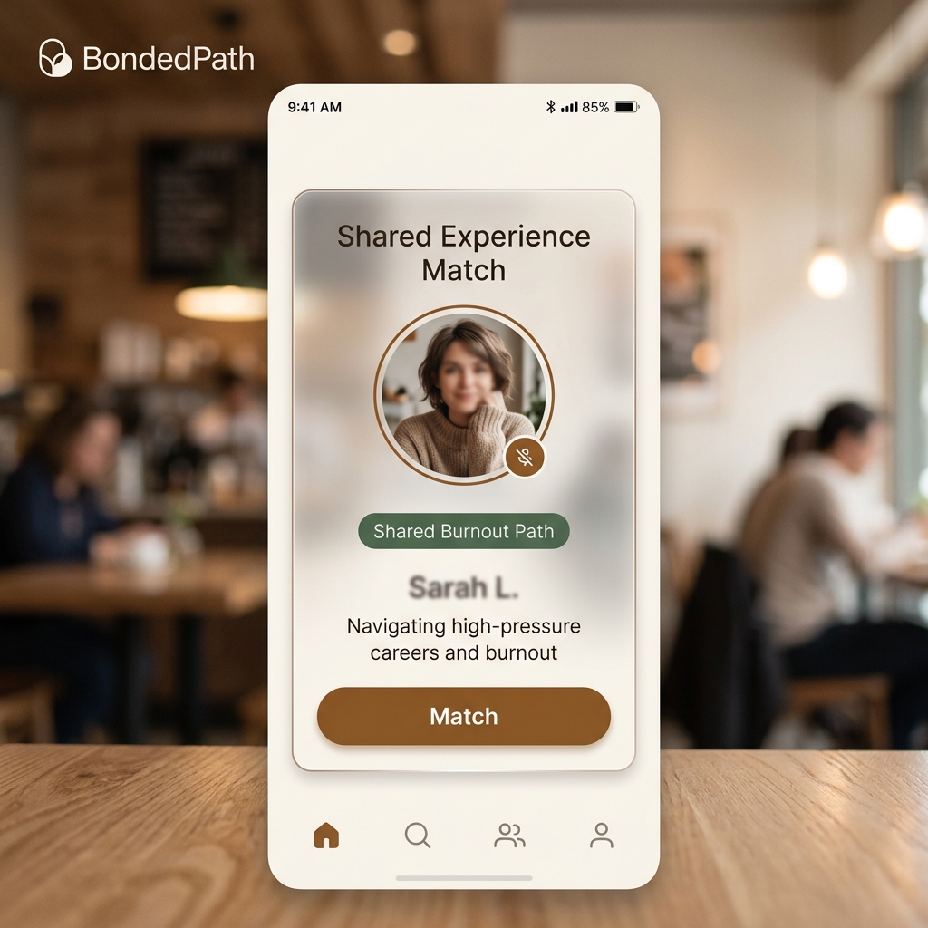 BondedPath app showing matched peer support connections